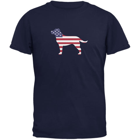 4th of July Patriotic Dog Labrador Retriever Navy Adult T-Shirt