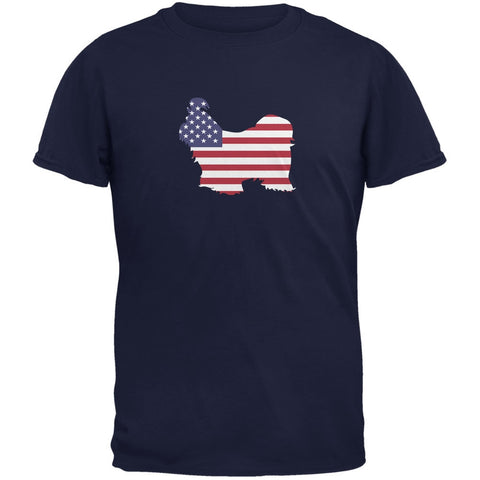 4th of July Patriotic Dog Shih Tzu Navy Adult T-Shirt