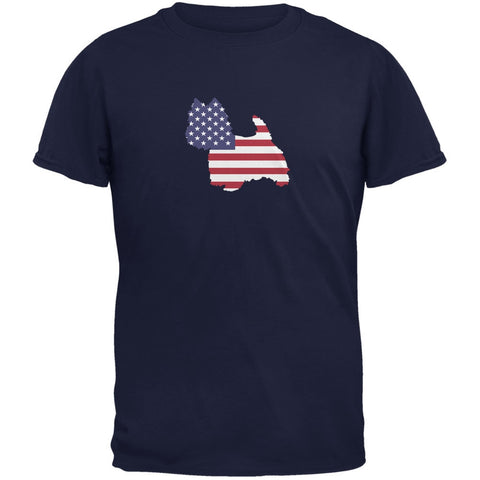 4th of July Patriotic Dog West Highland Terrier Navy Adult T-Shirt