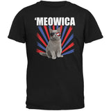 Cat 4th of July Meowica Black Adult T-Shirt