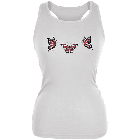 Butterfly 4th of July Patriotic Butterflies White Juniors Soft Tank Top