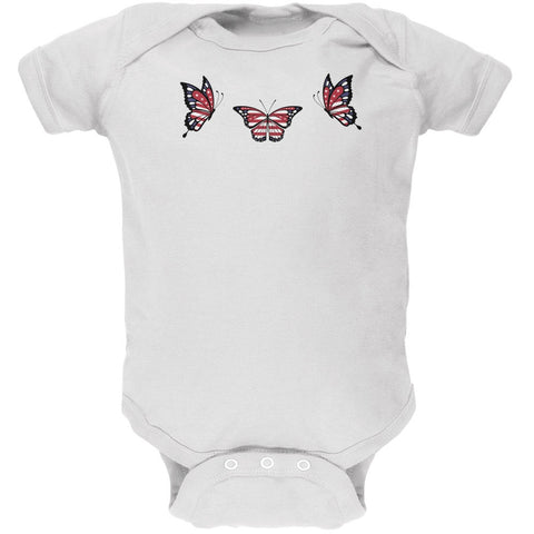 Butterfly 4th of July Patriotic Butterflies White Soft Baby One Piece