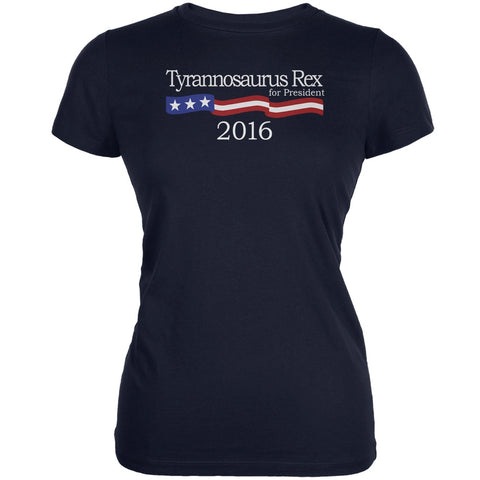 Election 2016 T-Rex President Logo Funny Navy Juniors Soft T-Shirt
