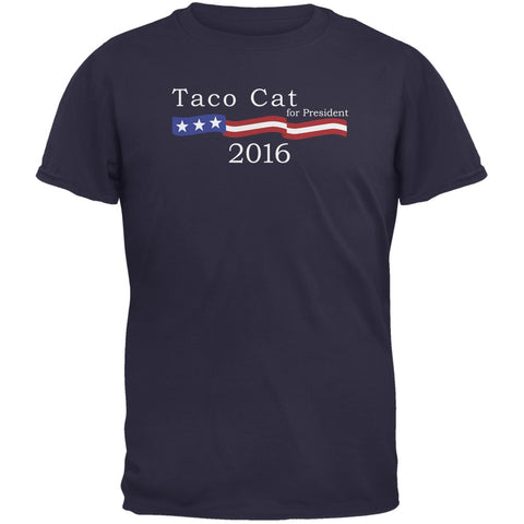 Election 2016 Taco Cat President Logo Funny Navy Adult T-Shirt