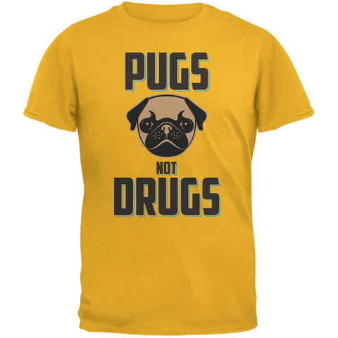 Pugs Not Drugs Gold Adult T-Shirt