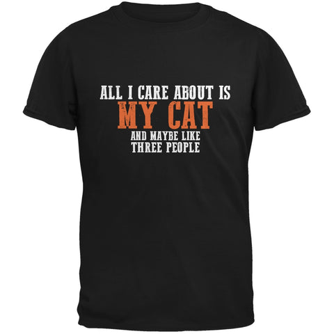 Sarcastic Care About My Cat Black Adult T-Shirt