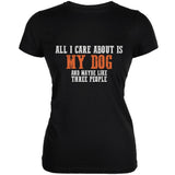 Sarcastic Care About My Dog Aqua Juniors Soft T-Shirt