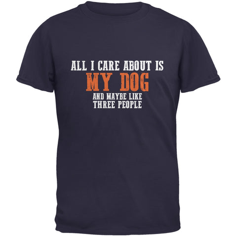 Sarcastic Care About My Dog Navy Adult T-Shirt