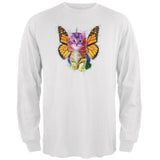 Rainbow Butterfly Unicorn Kitten White Adult Long Sleeve T-Shirt