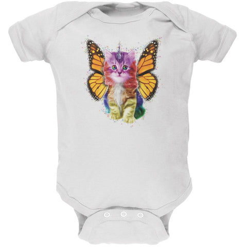 Rainbow Butterfly Unicorn Kitten White Soft Baby One Piece