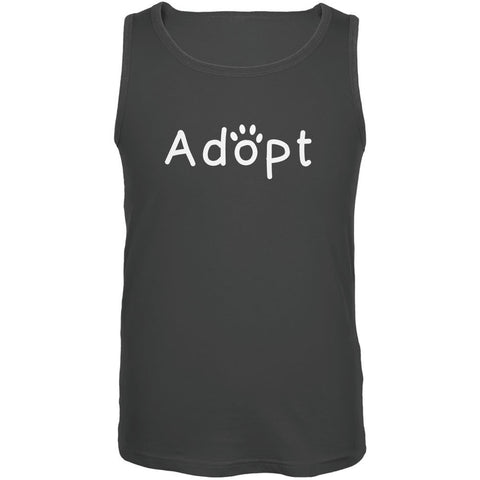 Adopt Cat Dog Paw Charcoal Grey Adult Tank Top