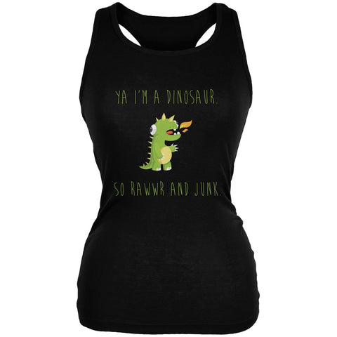 Ya I'm a Dinosaur - Goofy Black Juniors Soft Tank Top