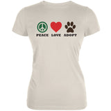 Peace Love Adopt Cream Juniors Soft T-Shirt