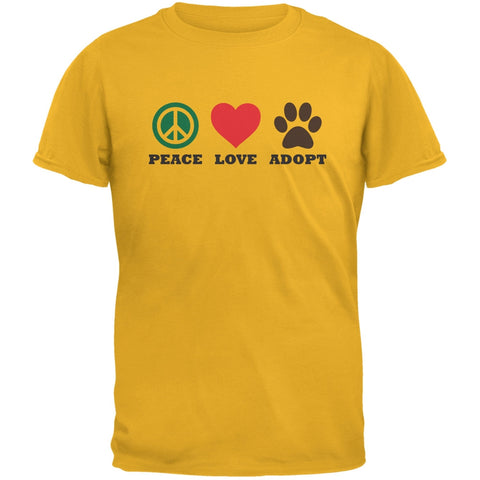 Peace Love Adopt Gold Adult T-Shirt