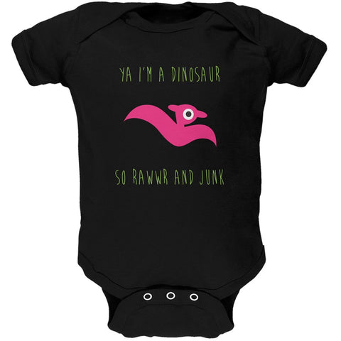 Ya I'm a Dinosaur - Pterodactyl Black Soft Baby One Piece