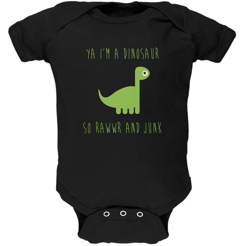Ya I'm a Dinosaur - Brachiosaurus Black Soft Baby One Piece