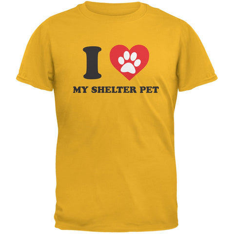 I Heart My Shelter Pet Gold Adult T-Shirt