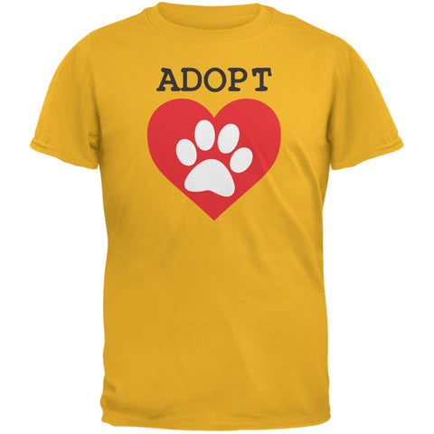 Adopt Heart Paw Gold Adult T-Shirt