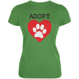 Adopt Heart Paw Aqua Juniors Soft T-Shirt