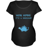 We're Hoping It's a Dinosaur Boy Black Maternity Soft T-Shirt