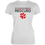 My Favorite Breed Is Rescued Light Blue Juniors Soft T-Shirt