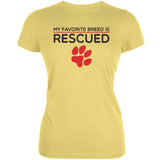 My Favorite Breed Is Rescued Light Blue Juniors Soft T-Shirt