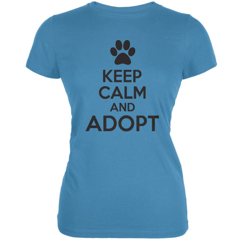 Keep Calm And Adopt Aqua Juniors Soft T-Shirt