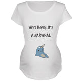 We're Hoping It's A Narwhal Black Maternity Soft T-Shirt