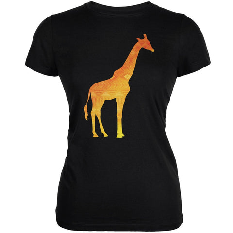 African Spirit Animal Giraffe Black Juniors Soft T-Shirt