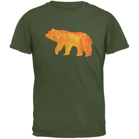 Native American Spirit Bear Military Green Adult T-Shirt