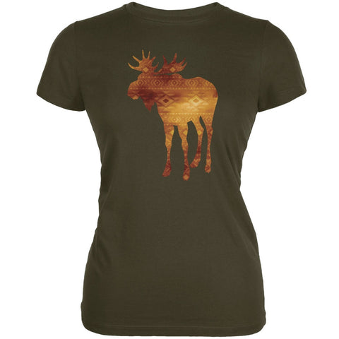 Native American Spirit Moose Army Juniors Soft T-Shirt