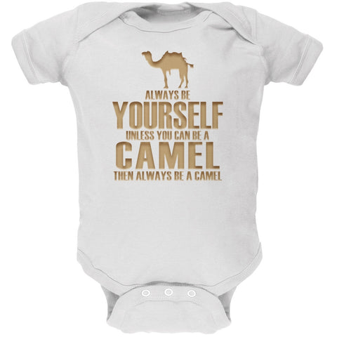 Always Be Yourself Camel White Soft Baby One Piece