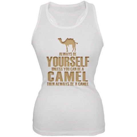Always Be Yourself Camel White Juniors Soft Tank Top