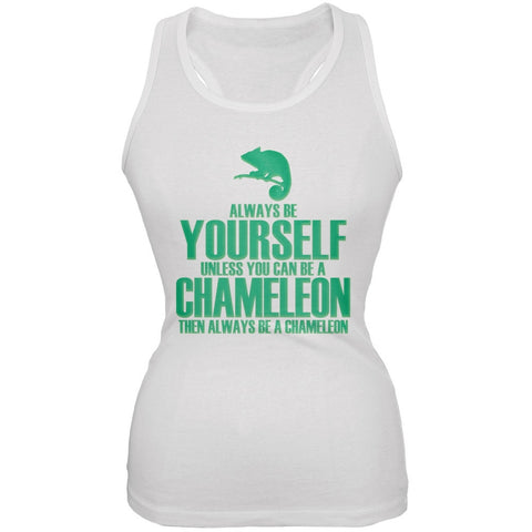 Always Be Yourself Chameleon White Juniors Soft Tank Top