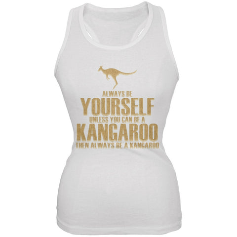 Always Be Yourself Kangaroo White Juniors Soft Tank Top