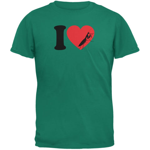 I Heart Love Praying Mantis Jade Green Adult T-Shirt