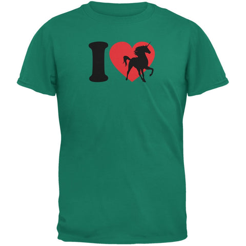 I Heart Love Unicorn Unicorns Jade Green Adult T-Shirt