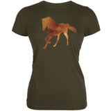 Native American Spirit Horse Heather Brown Juniors Soft T-Shirt