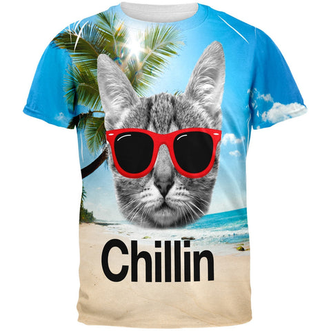 Chillin Cat All Over Adult T-Shirt
