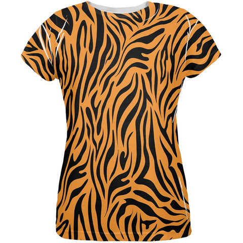 Zebra Print Orange All Over Womens T-Shirt