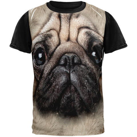 Pug Face Funny Adult Black Back T-Shirt