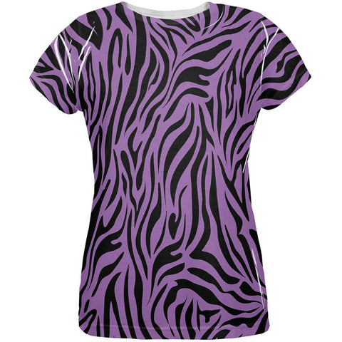 Zebra Print Purple All Over Womens T-Shirt