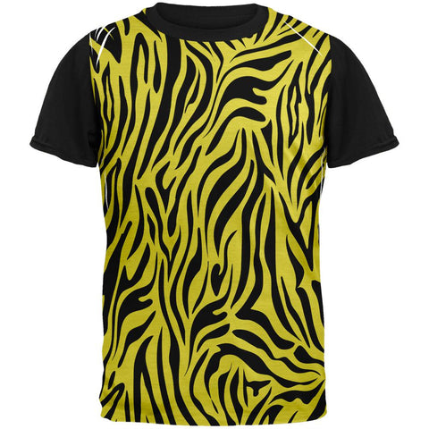 Zebra Print Yellow Adult Black Back T-Shirt