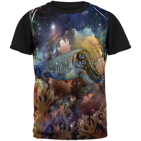 Cuttlefish IN SPACE Adult Black Back T-Shirt