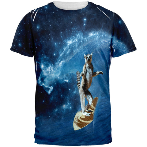 Surfing Lemur IN SPACE All Over Adult T-Shirt