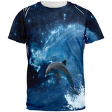Dolphin IN SPACE Ocean Wave All Over Adult T-Shirt