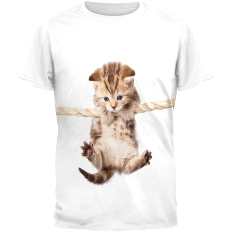 Cat Hanging Kitty All Over Adult T-Shirt