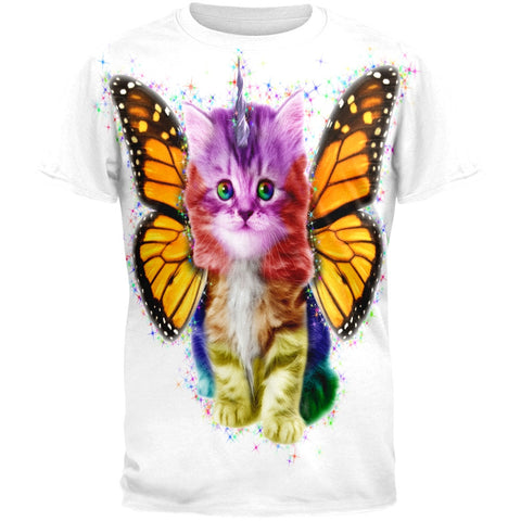 Rainbow Butterfly Unicorn Kitten All Over Adult T-Shirt