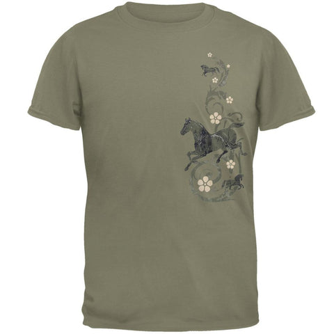 Horses & Floral Scroll Adult T-Shirt