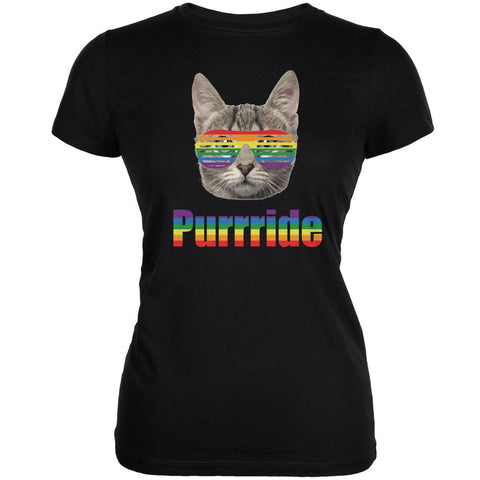 LGBT Purride Funny Cat Black Juniors Soft T-Shirt